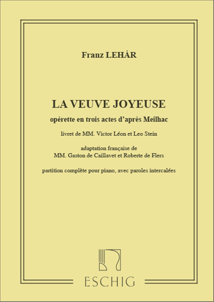 Veuve Joyeuse (Vedova Allegra) Valses Piano